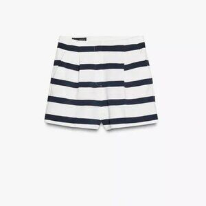 ZARA PLEATED STRIPED SHORTS